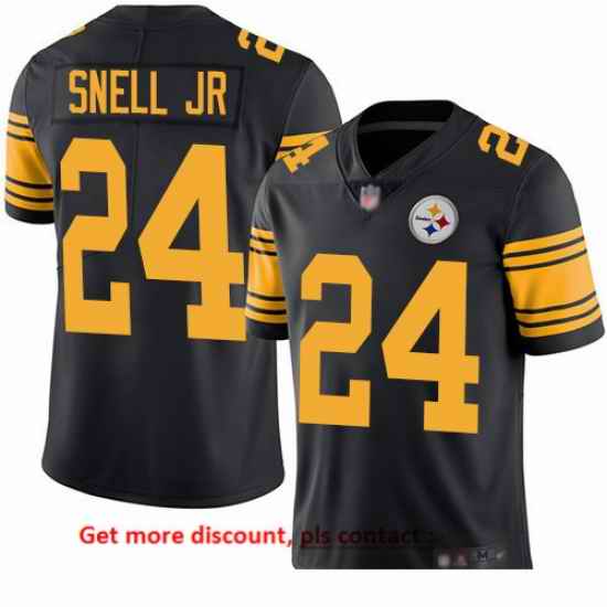 Steelers 24 Benny Snell Jr  Black Men Stitched Football Limited Rush Jersey